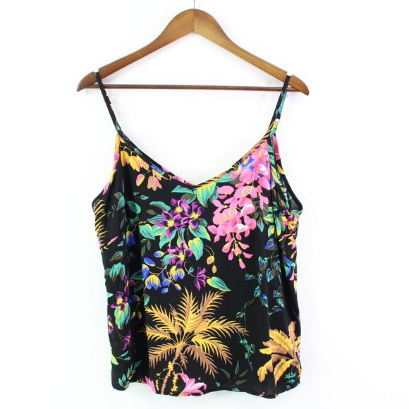 Cynthia Rowley Double V Tropical Cami Black Size S - Picture 1 of 6